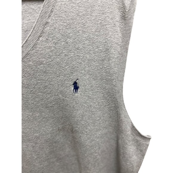 Polo Ralph Lauren V Neck Sweater Gray Size XL Y2K Preppy Classic Academia Retro - Picture 7 of 10